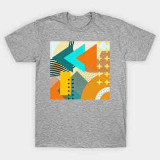 Modern Geometric Pattern Vibrant Aqua Gold Terracotta Retro Style T-Shirt